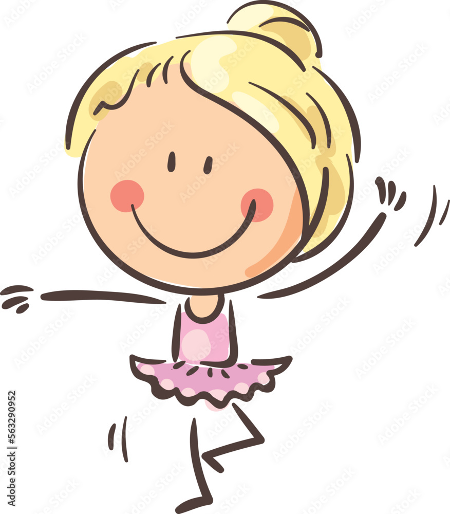 Cartoon girl dancing, ballet. Kid creative activities clipart, isolated on white, vector illustration. Cartoon girl dancing, ballet. Kid creative activities clipart, isolated on white, vector illustration.