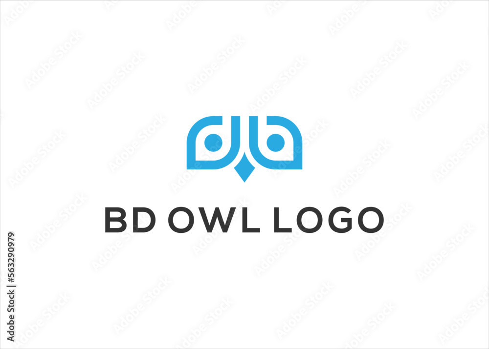BD letter with Owl Bird logo design vector illustration - obrazy, fototapety, plakaty 