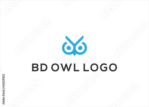 BD letter with Owl Bird logo design vector illustration