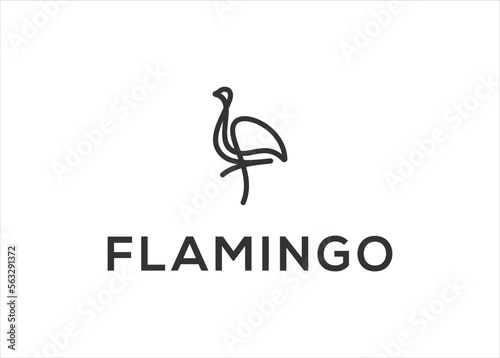 flamingo animal line art logo design illustration