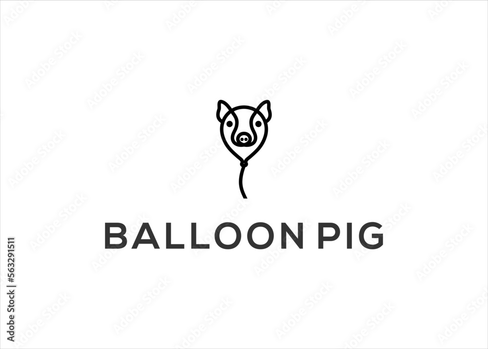 Pig with Balloon Logo Simple Modern Vector Pig with Balloon Logo Simple Modern Vector