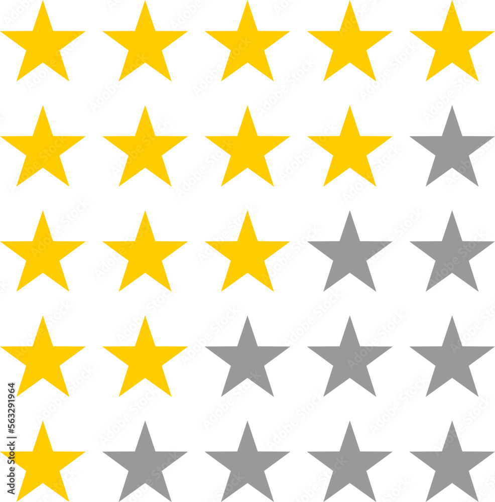 Set of Review Quality Rating Stars Icon. Vector Image. Set of Review Quality Rating Stars Icon. Vector Image.