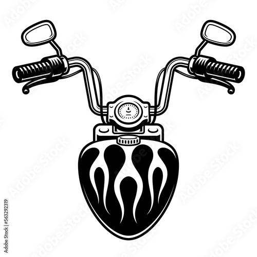 Black and white motorcycle handlebar vector illustration on a white background