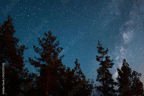 Blue dark night sky with Milky Way