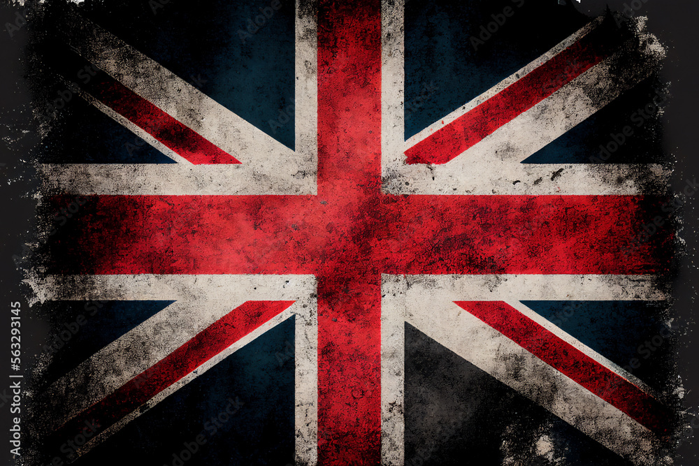 Distressed dark worn background of a Union Jack national flag of the