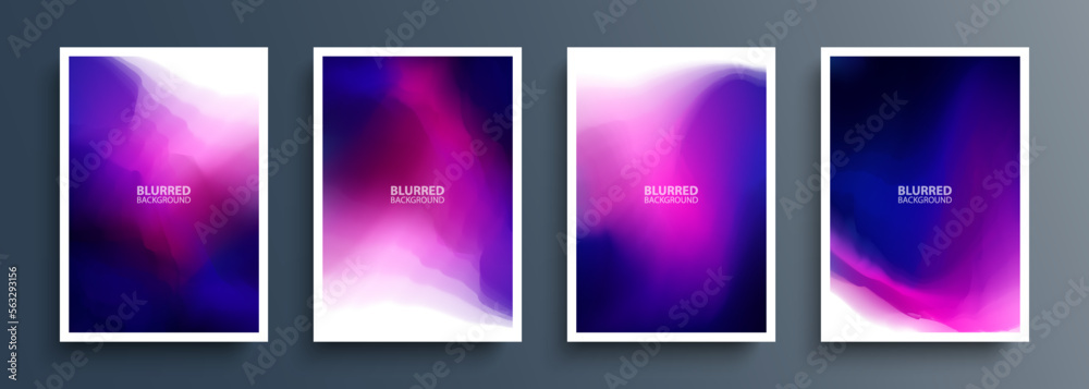 Set of multicolored backgrounds with abstract dark colored gradients. Vibrant color graphic templates collection for brochures, posters, flyers and covers. Vector illustration.