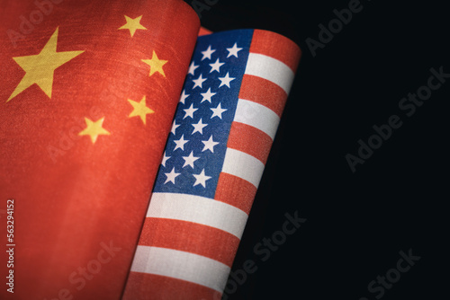 Canvas Print Background of the flags of the USA and China