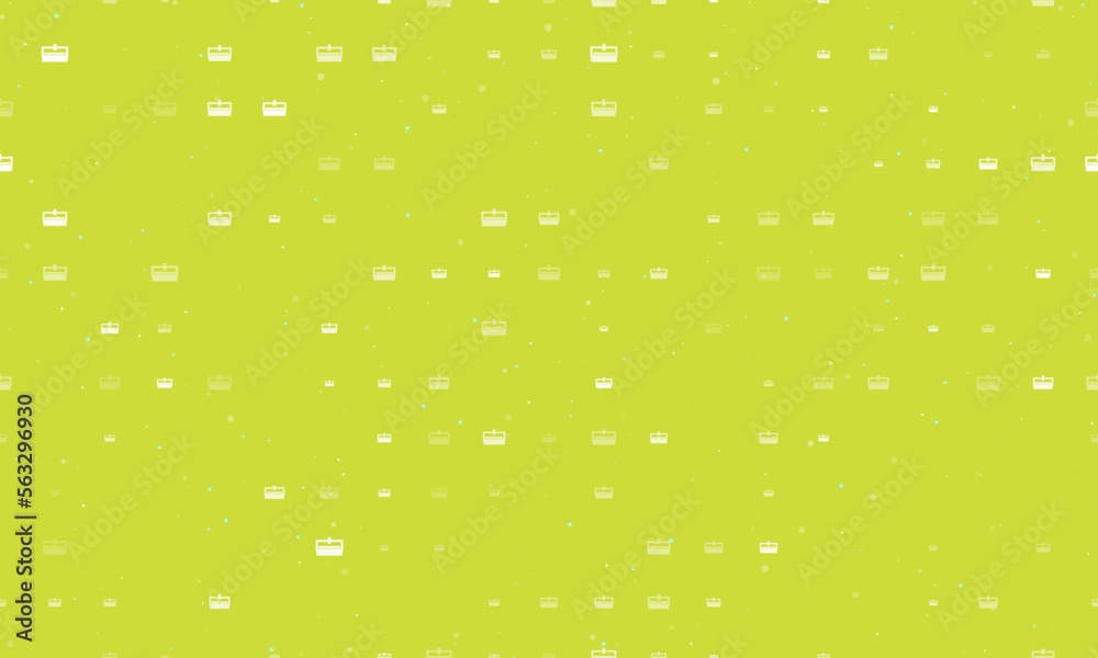 Seamless background pattern of evenly spaced white cnc machine symbols of different sizes and opacity. Vector illustration on lime background with stars Seamless background pattern of evenly spaced white cnc machine symbols of different sizes and opacity. Vector illustration on lime background with stars