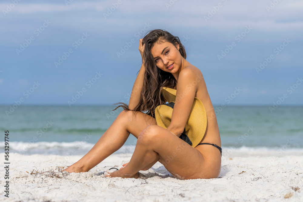 Lovely Mixed Race Bikini Model Posing Outdoors On A Caribbean Beach Lovely Mixed Race Bikini Model Posing Outdoors On A Caribbean Beach