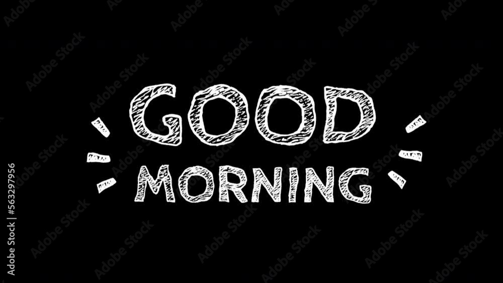 Good morning text animated with doodles style on transparent background