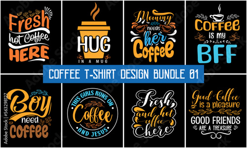Coffee typography t shirt design. Coffee t-shirt design bundle, Coffee t-shirt quote bundle