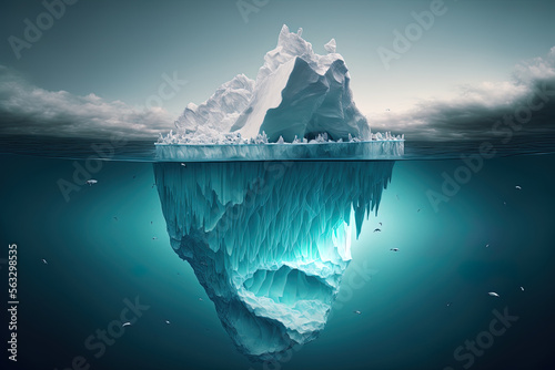 Schwimmender Eisberg im Wasser, Generative AI