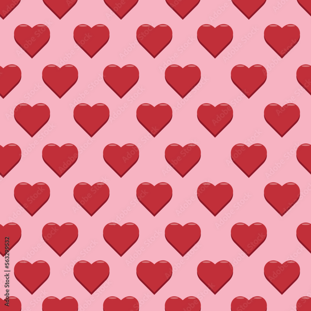 Holiday Valentine's Day. Seamless pattern with red hearts on a pink background.