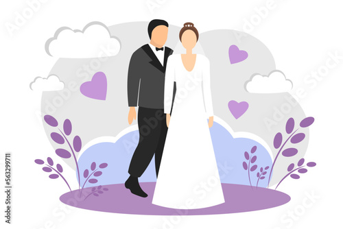 Сouple in love getting married. Bride and groom. Wedding