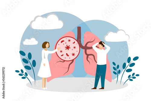 Having an infection in the lungs. Patient and pulmonologist. Pulmonology. COVID-19. Bronchitis