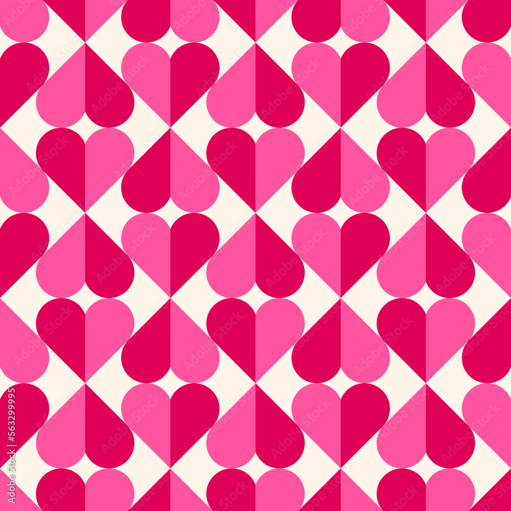 Geometric heart seamless pattern design for valentine’s day.
