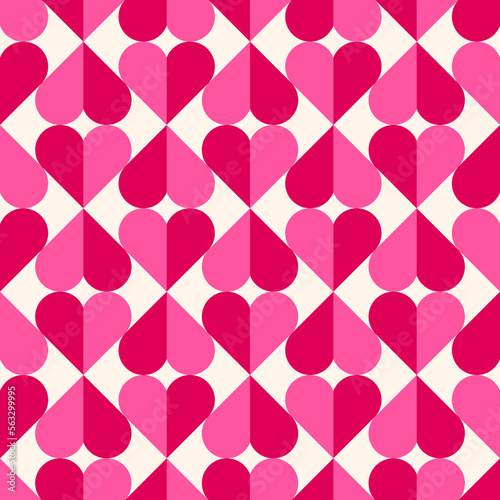 Geometric heart seamless pattern design for valentine’s day.