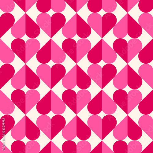 Fototapeta Naklejka Na Ścianę i Meble -  Geometric heart seamless pattern design for valentine’s day.