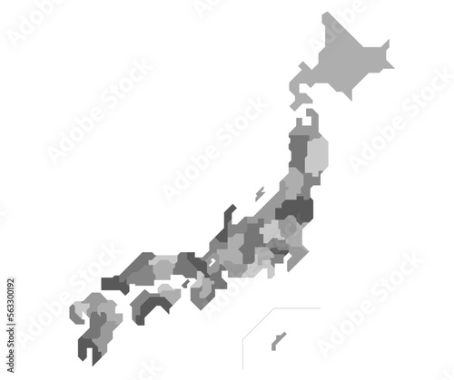 日本地図　県別（ベクターデータは都道府県ごとにレイヤー分け）