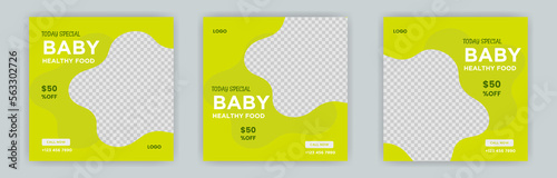 Square social media post template Suitable for baby food, Healthy Food, Restaurant and Food Delivery Poster Vector Template