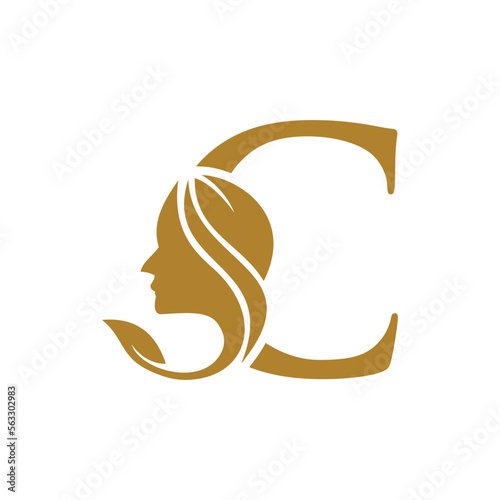 Initial C face beauty logo design templates