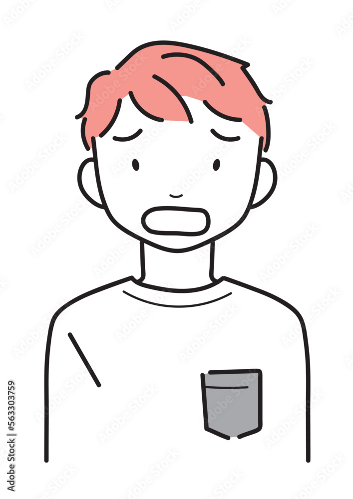 怒る・困る・ナーバスな若い男性 上半身 怒る・困る・ナーバスな若い男性 上半身
