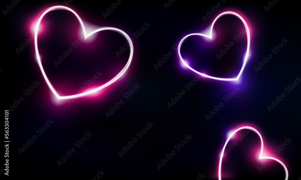 Neon heart sign or frame. Happy Valentine neon lights vector design Neon heart sign or frame. Happy Valentine neon lights vector design