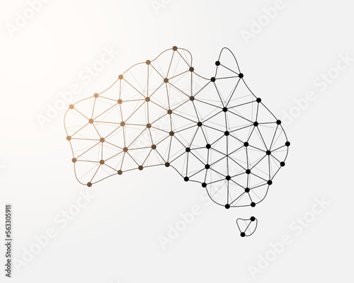 Australia low poly symbol with connected dots. Australia map design vector illustration. Continent silhouette polygonal wireframe illustration