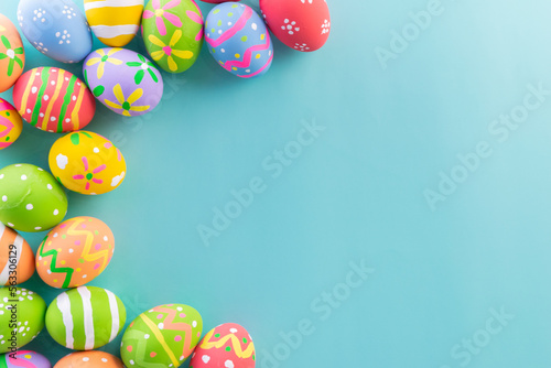 Easter eggs many color and easter background