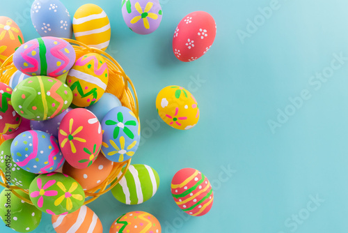 Easter eggs many color and easter background
