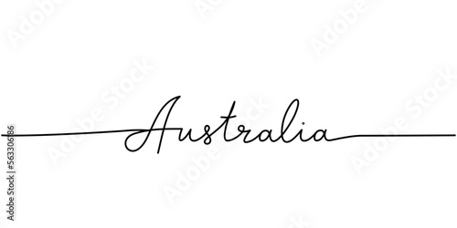 Australia - word with continuous one line. Minimalist drawing of phrase illustration. Australia country - continuous one line illustration.