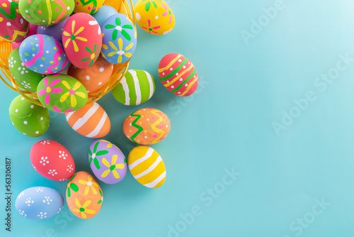 Easter eggs many color and easter background