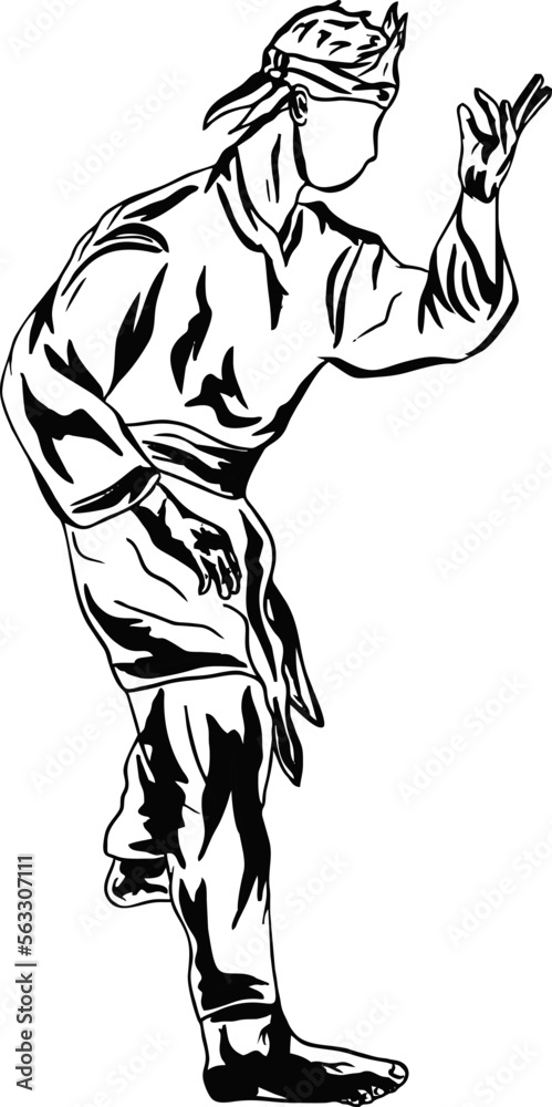 Fototapeta premium illustration silhouette artline pencak silat