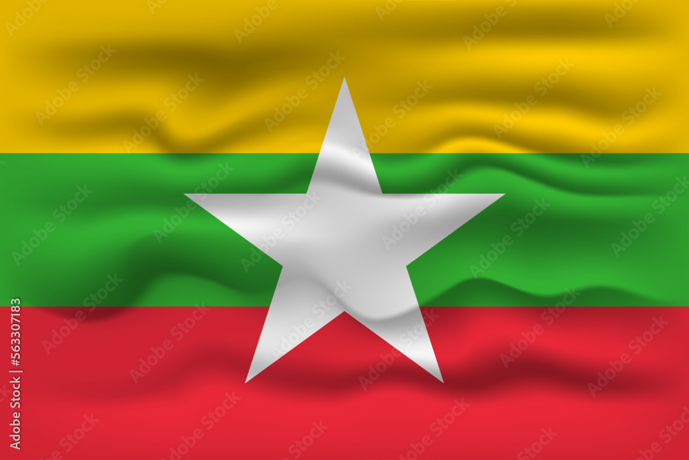 Waving flag of the country Myanmar. Vector illustration. Waving flag of the country Myanmar. Vector illustration.