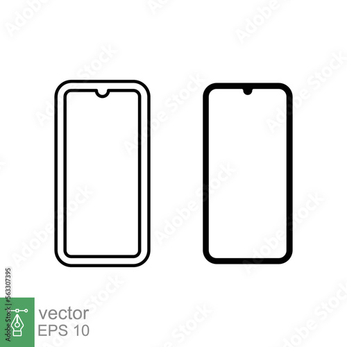 Smartphone icon. Simple outline and solid style. Phone, cell, smart cellular, cellphone, app screen, gadget, device for application, technology concept. Line and glyph vector illustration. EPS 10.