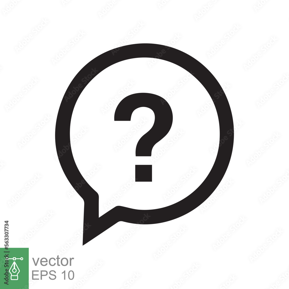 Question mark in bubble icon. Simple flat style. Faq, Ask, query, circle speech bubble, support concept. Vector illustration design isolated on white background. EPS 10. Question mark in bubble icon. Simple flat style. Faq, Ask, query, circle speech bubble, support concept. Vector illustration design isolated on white background. EPS 10.