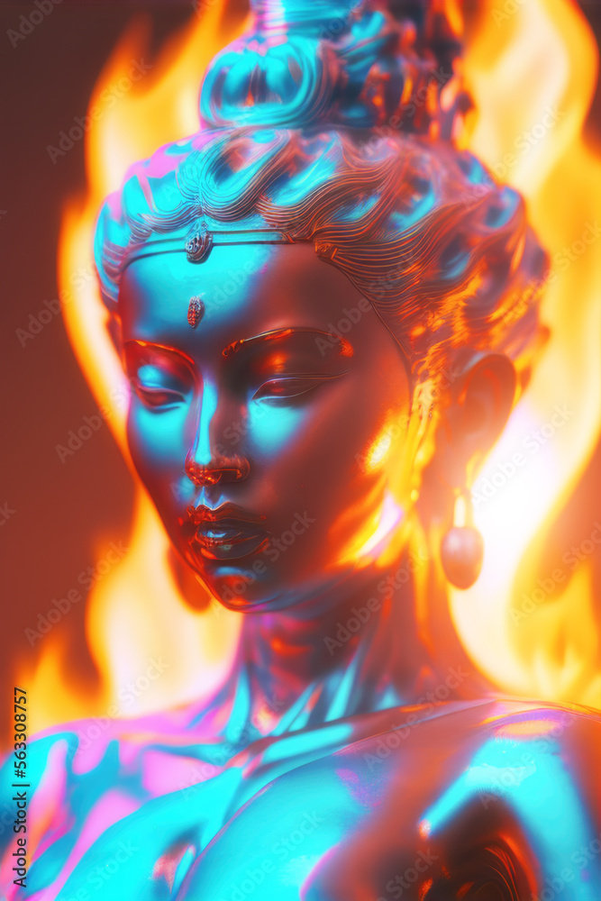 Statue de bouddha déco pop art moderne. Design pour tableau, cadre, poster. Generative AI Statue de bouddha déco pop art moderne. Design pour tableau, cadre, poster. Generative AI