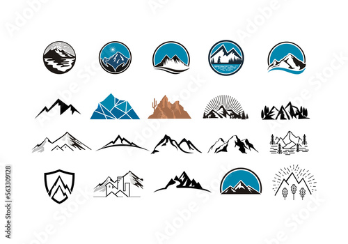 Obraz na płótnie Mountain logo flat vector illustration set