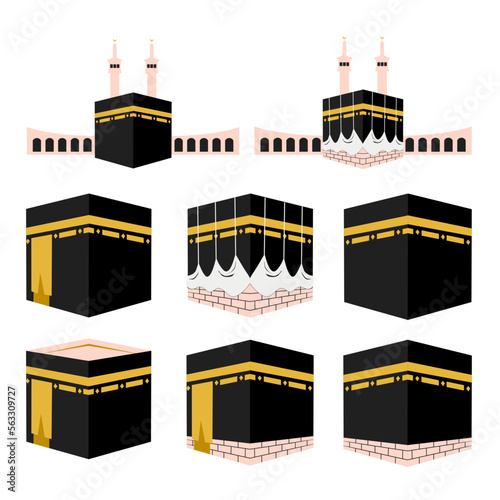 The Holy Kaaba Mecca. Eid Al Adha design. Islamic background. Islamic pilgrimage.