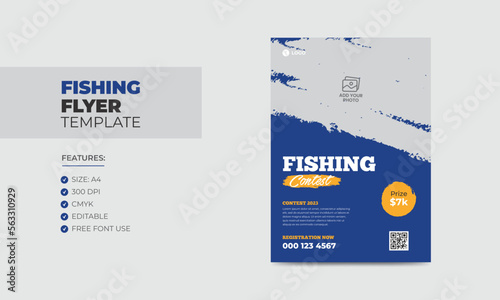 Fishing contest flyer template editable fishing poster design 