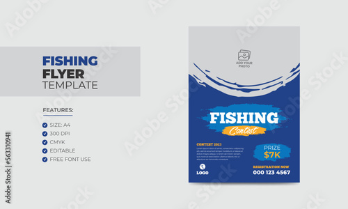 Fishing contest flyer template editable fishing poster design 