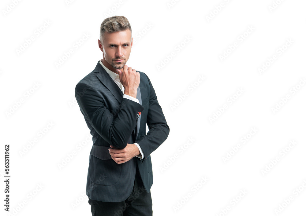 confident elegant man waiter isolated on white background confident elegant man waiter isolated on white background