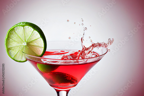 Roter Cocktail im Cocktailglas auf weißen Hintergrund - Generative Ai