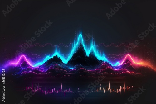 Abstract Sound waves. Frequency audio waveform, music wave HUD interface elements, voice graph signal cyberpunk, Generative ai 