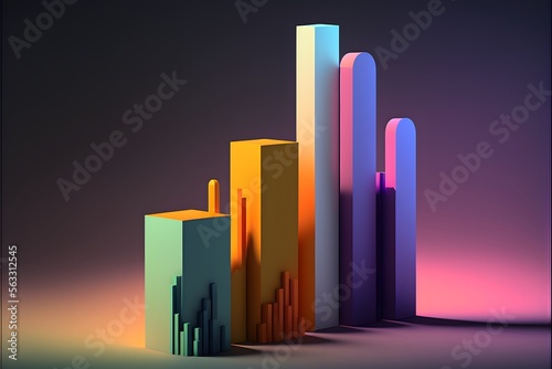 Obraz na płótnie Modern histogram. 3D. Business Presentation Illustrations. Trend Analysis. Performance Analysis. Metrics. Data. Analytics.