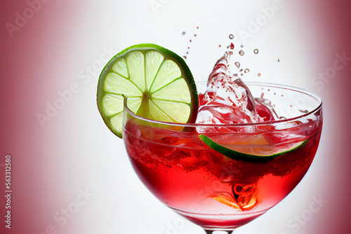 Roter Cocktail im Cocktailglas auf weißen Hintergrund - Generative Ai