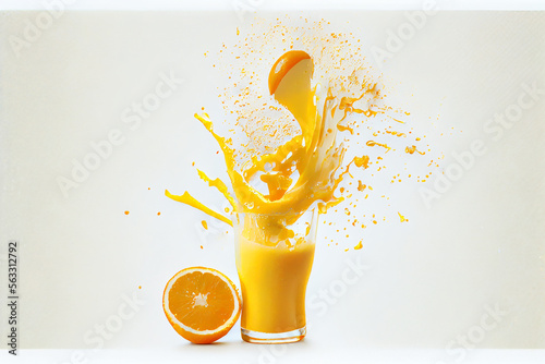 Orangensaft spritzt im Glas - Generative Ai