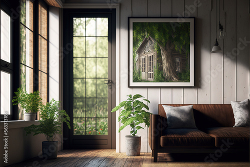 Interior housing series - indoor architecture picture - apartment, decoration living room background wallpaper created with Generative AI technology
