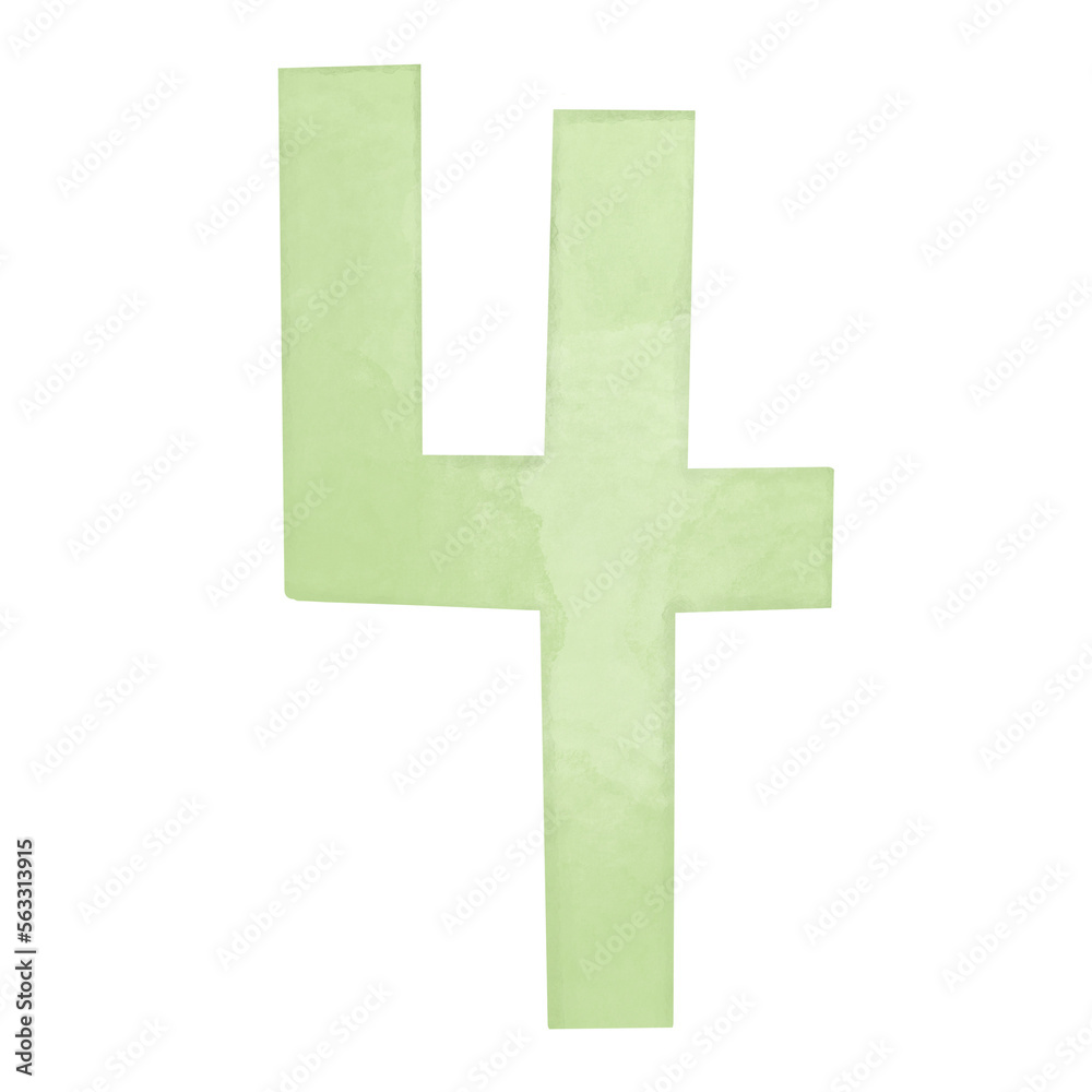 Fototapeta premium Green number four illustration