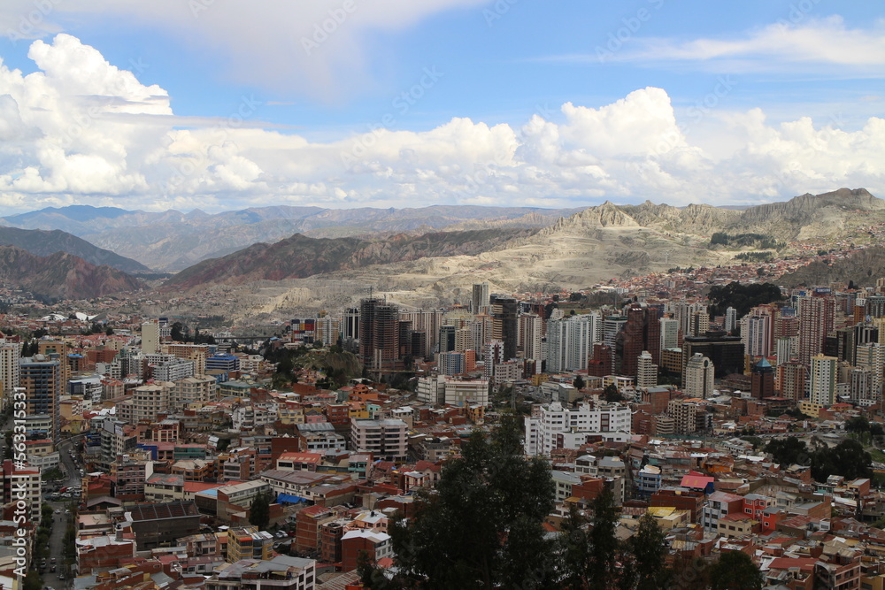 Panorama landscape of La Paz city in Bolivia